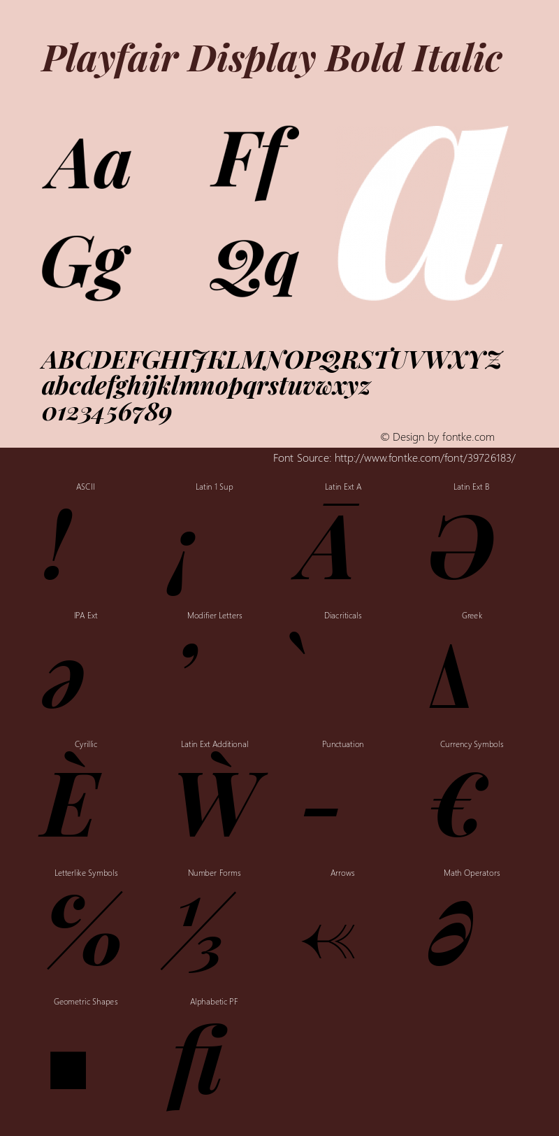 Playfair Display Bold Italic Version 1.200; ttfautohint (v1.6) Font Sample