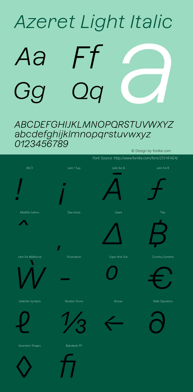 Azeret Light Italic Version 1.000; Glyphs 3.0.3, build 3084图片样张