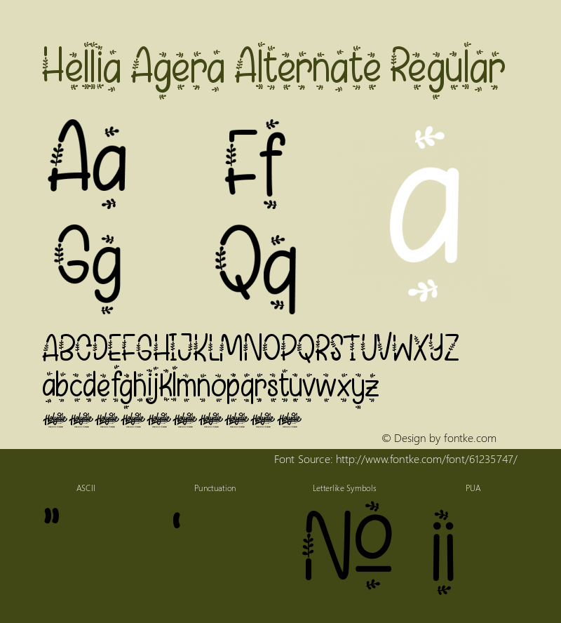 Hellia Agera Alternate Version 1.00;April 14, 2020;FontCreator 12.0.0.2525 64-bit Font Sample