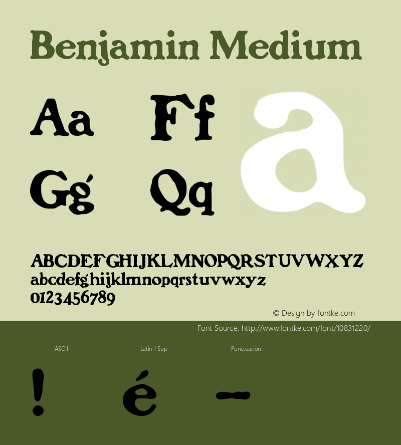 Benjamin Medium Version 001.001 Font Sample