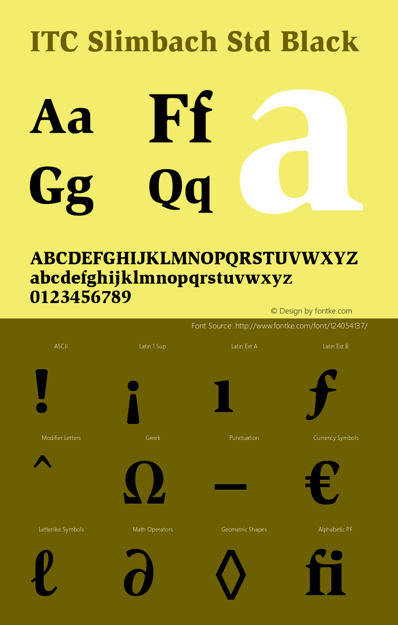 ITC Slimbach Std Black Version 1.00 Build 1000 Font Sample