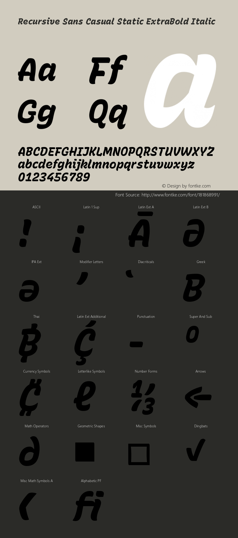 Recursive Sn Csl St XBd Italic Version 1.082;hotconv 1.0.112;makeotfexe 2.5.65598; ttfautohint (v1.8.3)图片样张