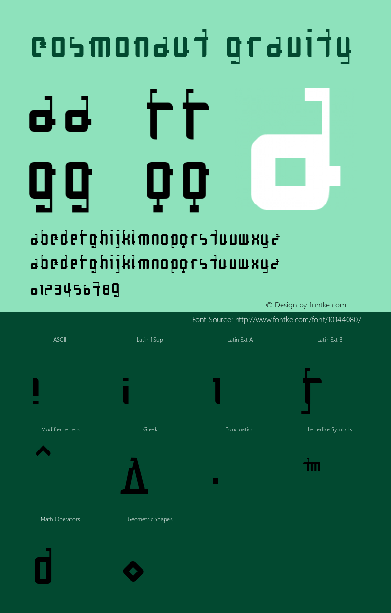 Cosmonaut Gravity Macromedia Fontographer 4.1 8/24/2003 Font Sample