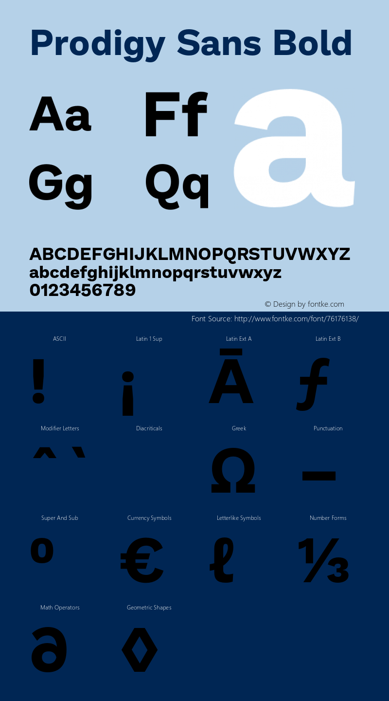 Prodigy Sans Bold Version 1.001;hotconv 1.0.109;makeotfexe 2.5.65596 Font Sample