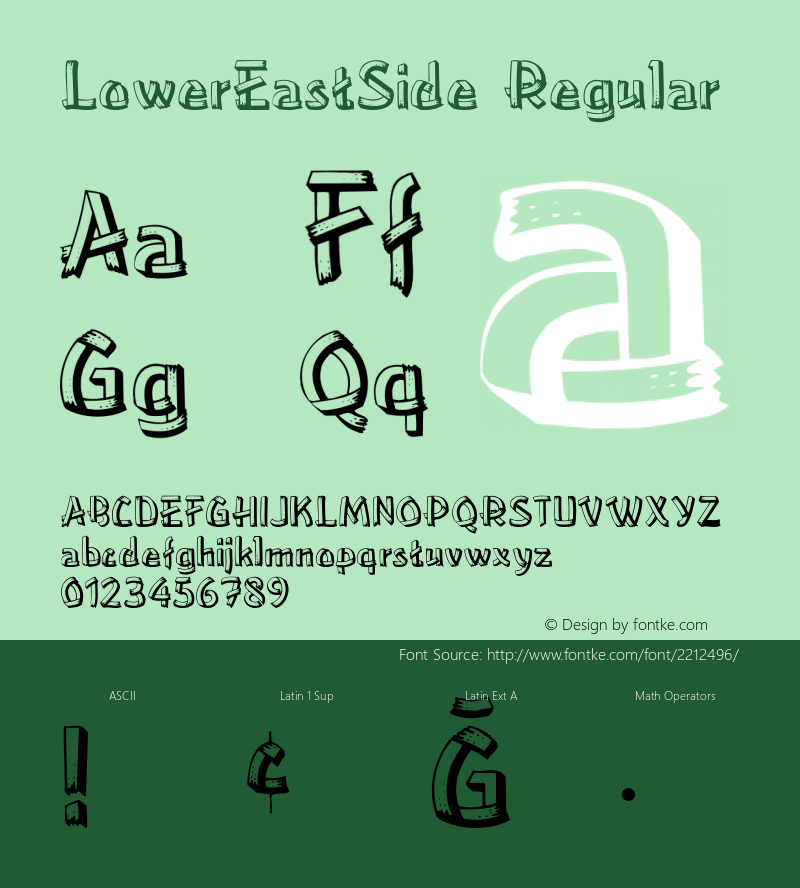 LowerEastSide Regular Converted from C:\WIN\SYSTEM\LOWEAST.TF1 by ALLTYPE Font Sample