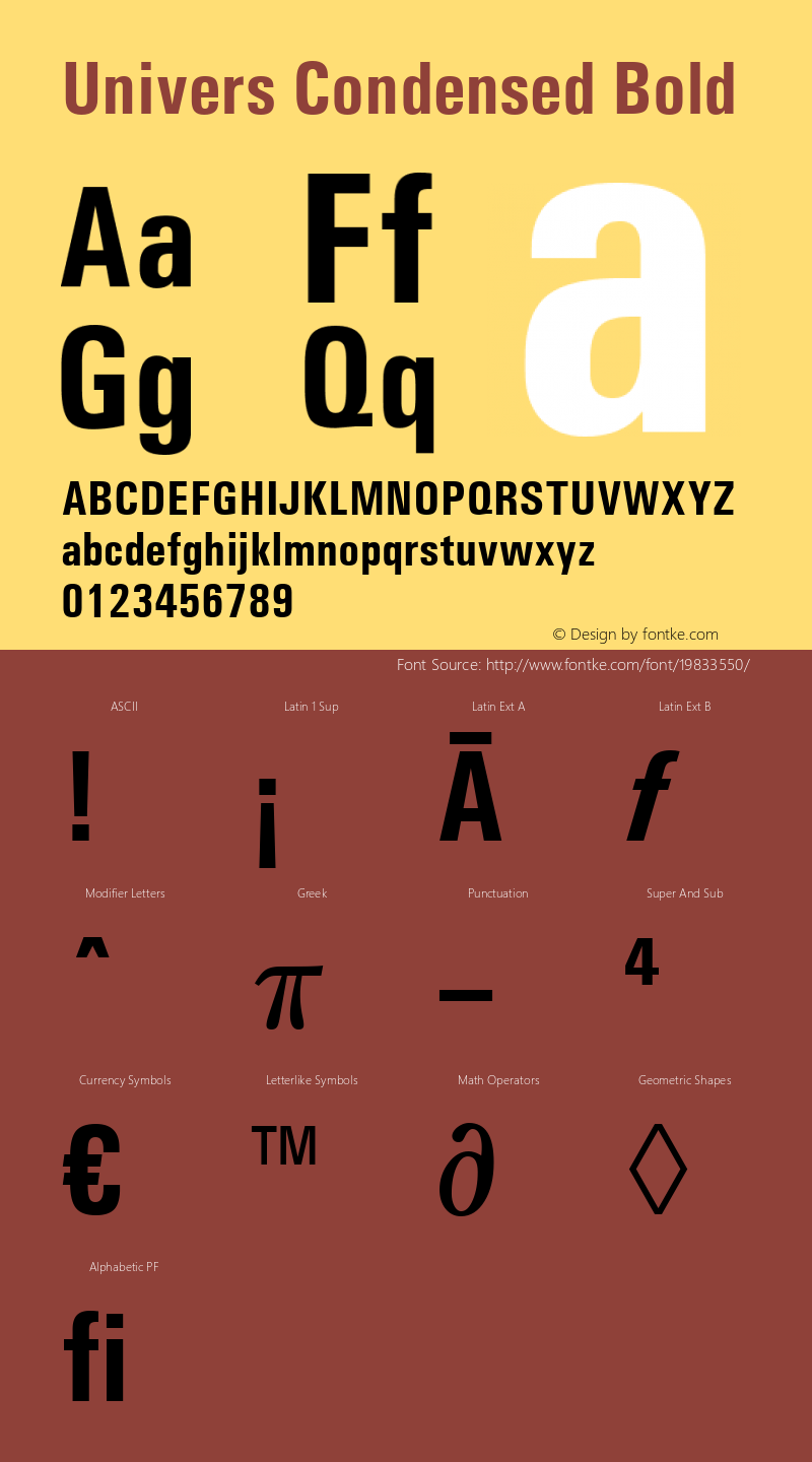 Univers Condensed Bold Version 1.3 (Hewlett-Packard) Font Sample