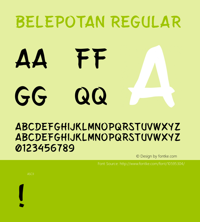 Belepotan Regular Version 1.000 Font Sample
