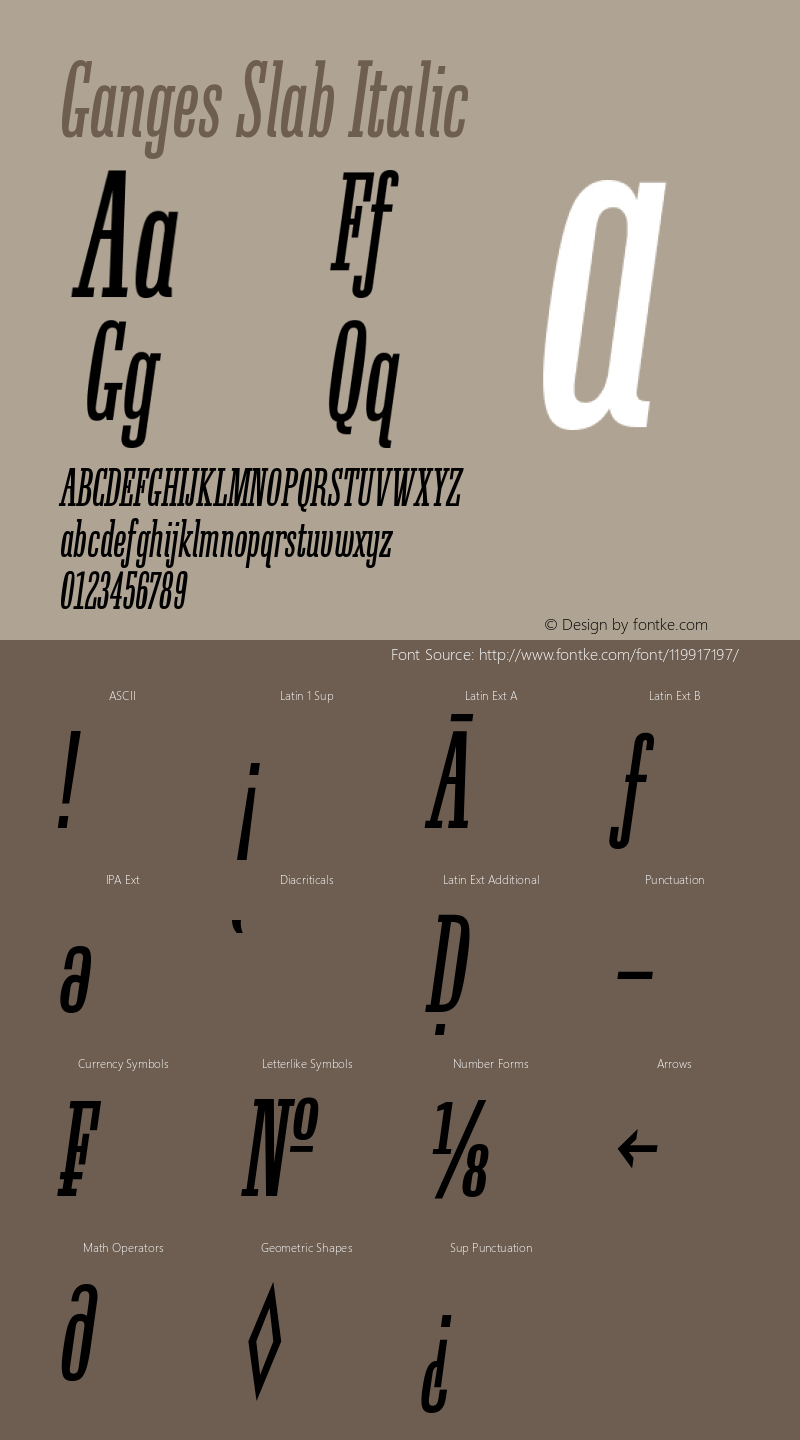 Ganges Slab Italic 1.000 Font Sample