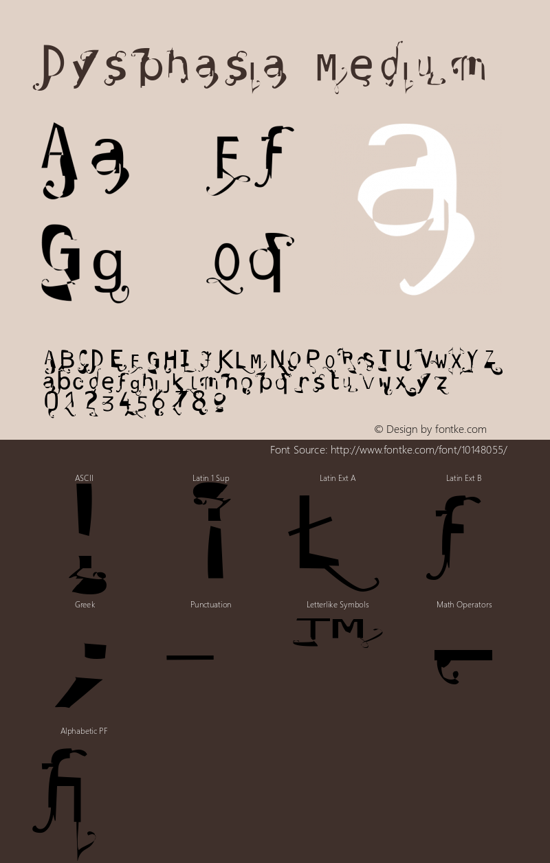 Dysphasia Medium Version 001.000 Font Sample