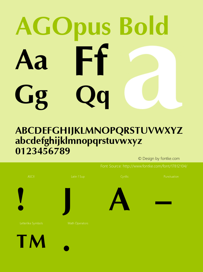 AGOpus Bold 1.0 Sun Sep 06 18:51:52 1992 Font Sample