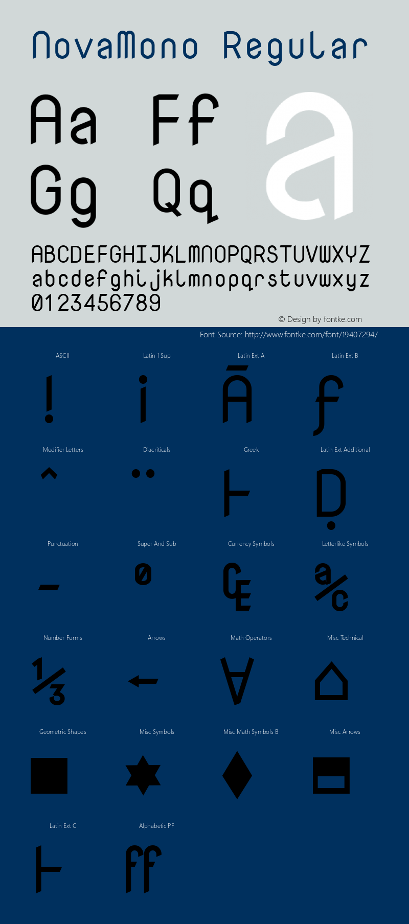 NovaMono Version 1.2 Font Sample