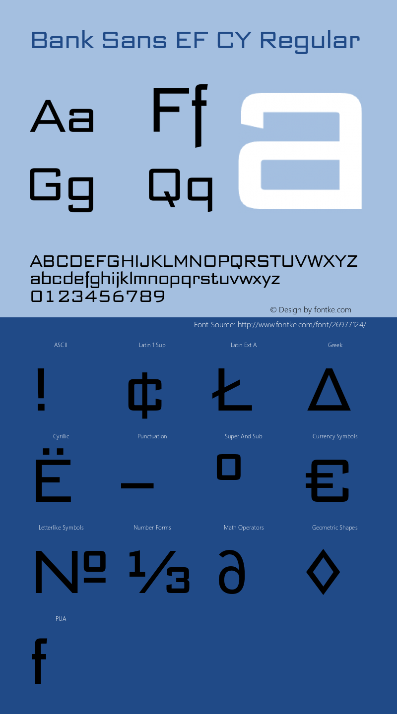 BankSansEFCY-Reg Version 1.1 | wf-rip DC20160620 Font Sample