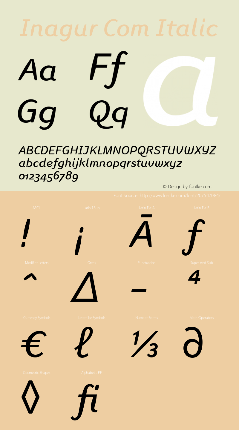 Linotype Inagur Com Italic Version 1.40图片样张