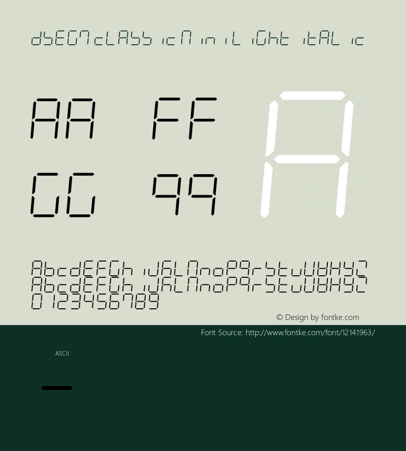 DSEG7 Classic Mini Light Italic Version 0.2 Font Sample