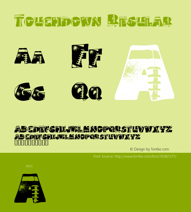 Touchdown Regular Macromedia Fontographer 4.1 08/12/99 Font Sample