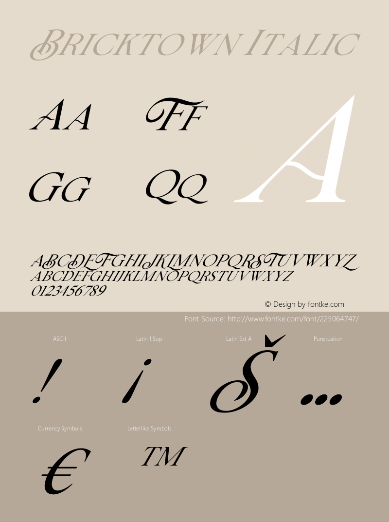 Bricktown Italic Version 1.00;October 31, 2020;FontCreator 12.0.0.2563 64-bit图片样张