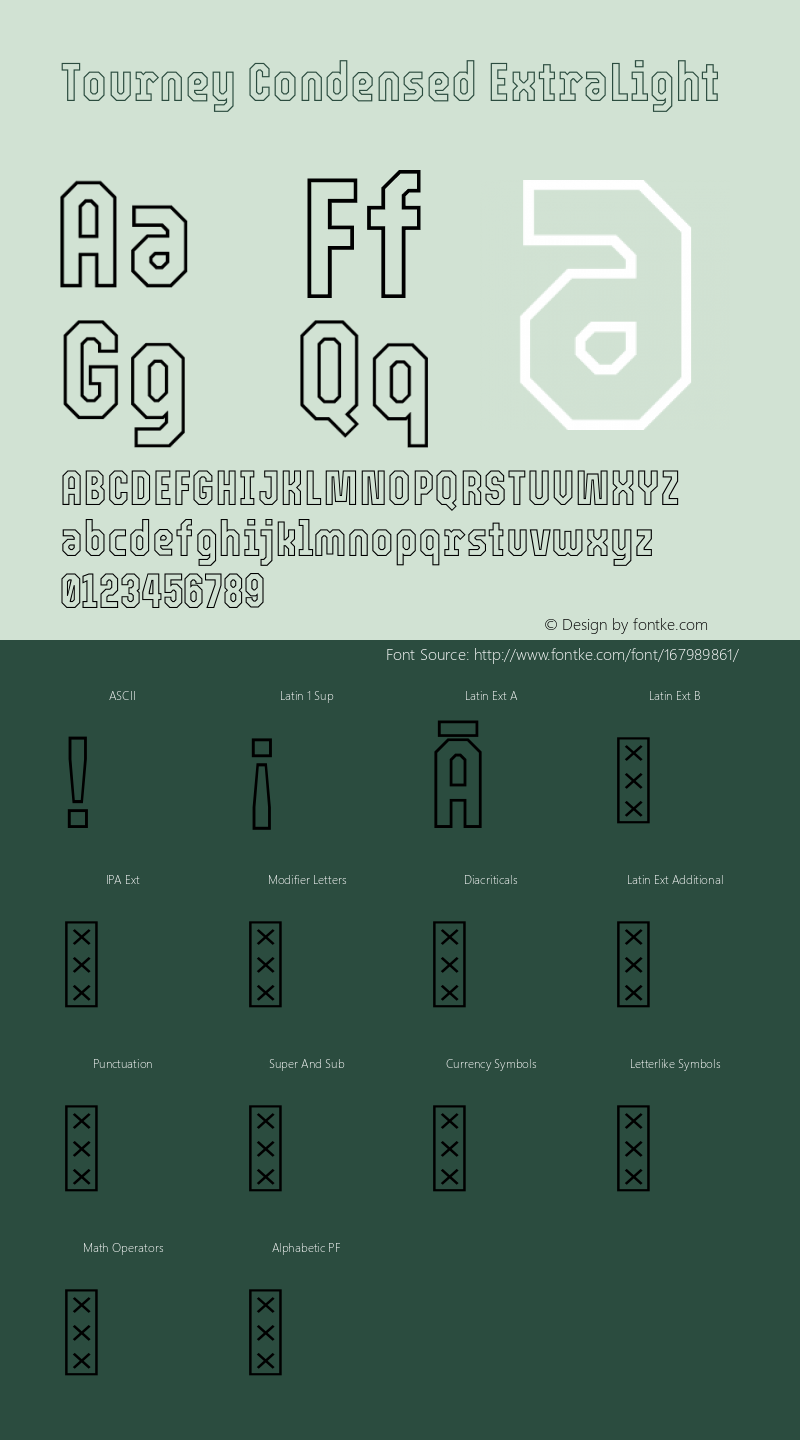 Tourney Condensed ExtraLight Version 1.015图片样张