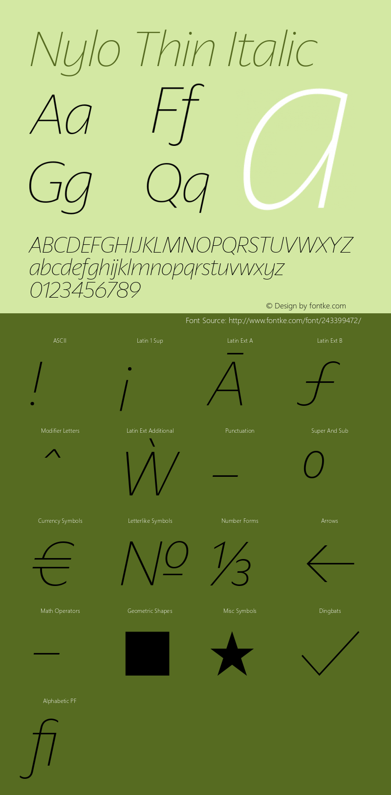 Nylo Thin Italic Version 1.000 | web-ttf图片样张