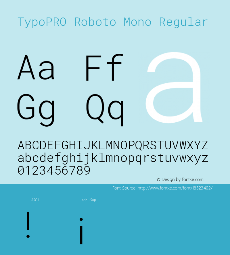 TypoPRO Roboto Mono Regular Version 2.000986; 2015; ttfautohint (v1.3) Font Sample