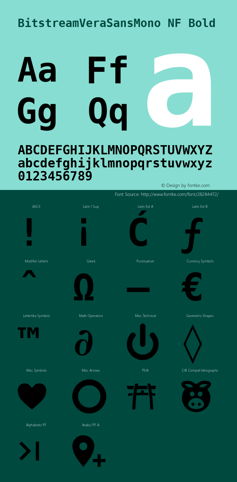 Bitstream Vera Sans Mono Bold Nerd Font Complete Windows Compatible Release 1.10 Font Sample