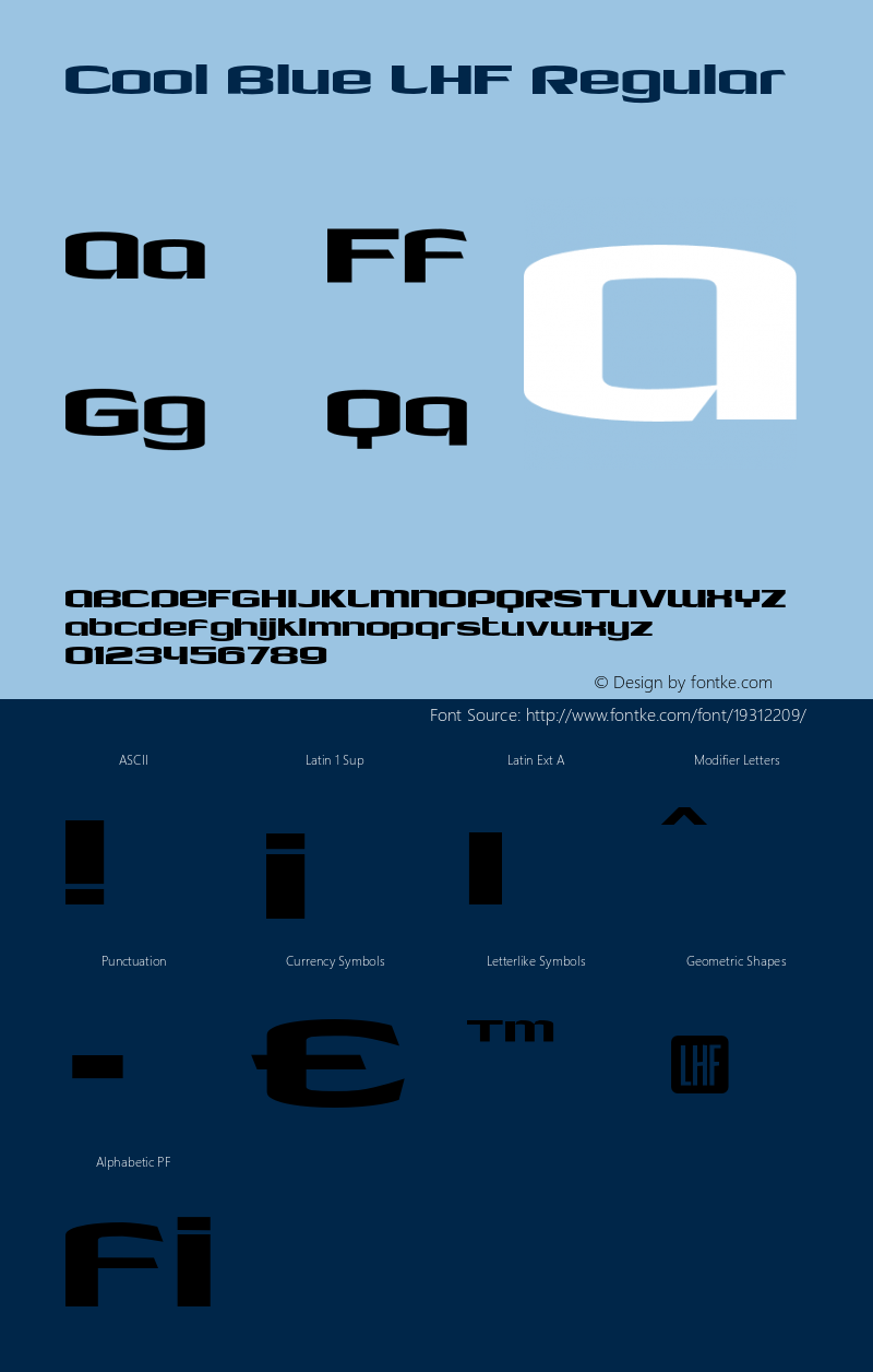 CoolBlueLHF-Regular Version 001.002 Font Sample