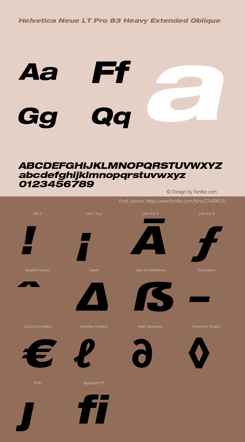 HelveticaNeueLT Pro 63 MdEx Bold Italic Version 2.000 Build 1000 Font Sample