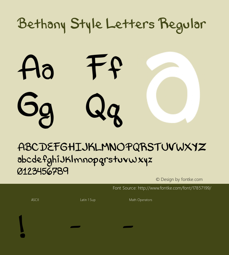 Bethany Style Letters Regular Fontographer 4.7 5/5/09 FG4M­0000004389 Font Sample