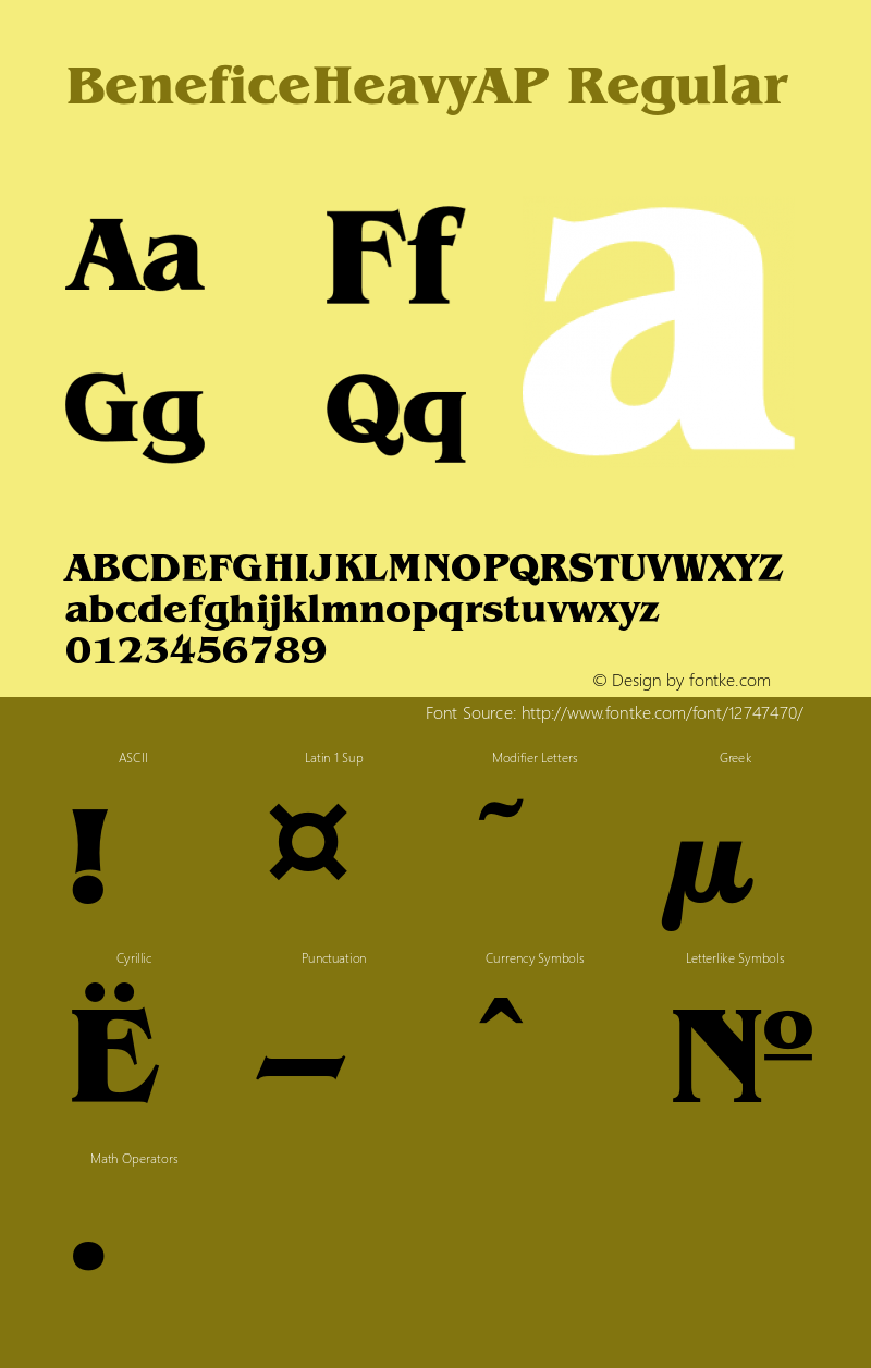 BeneficeHeavyAP Regular OTF 1.0;PS 001.000;Core 116;AOCW 1.0 161 Font Sample