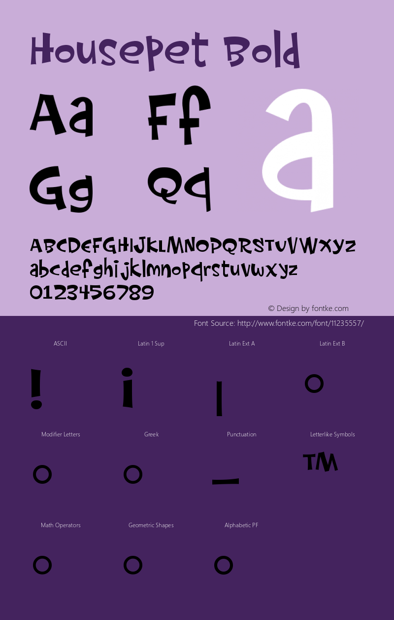 Housepet Bold Version 001.000 Font Sample