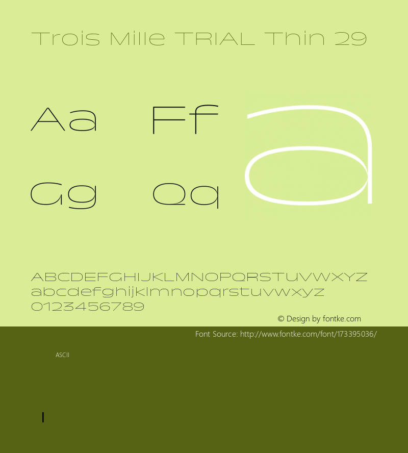 Trois Mille TRIAL Thin 29 Version 1.000;hotconv 1.0.109;makeotfexe 2.5.65596图片样张