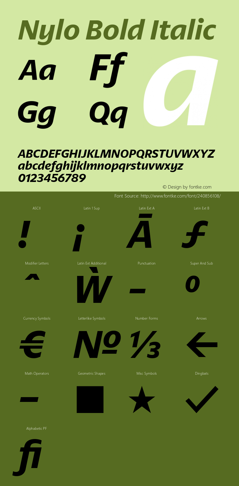 Nylo Bold Italic Version 1.000图片样张