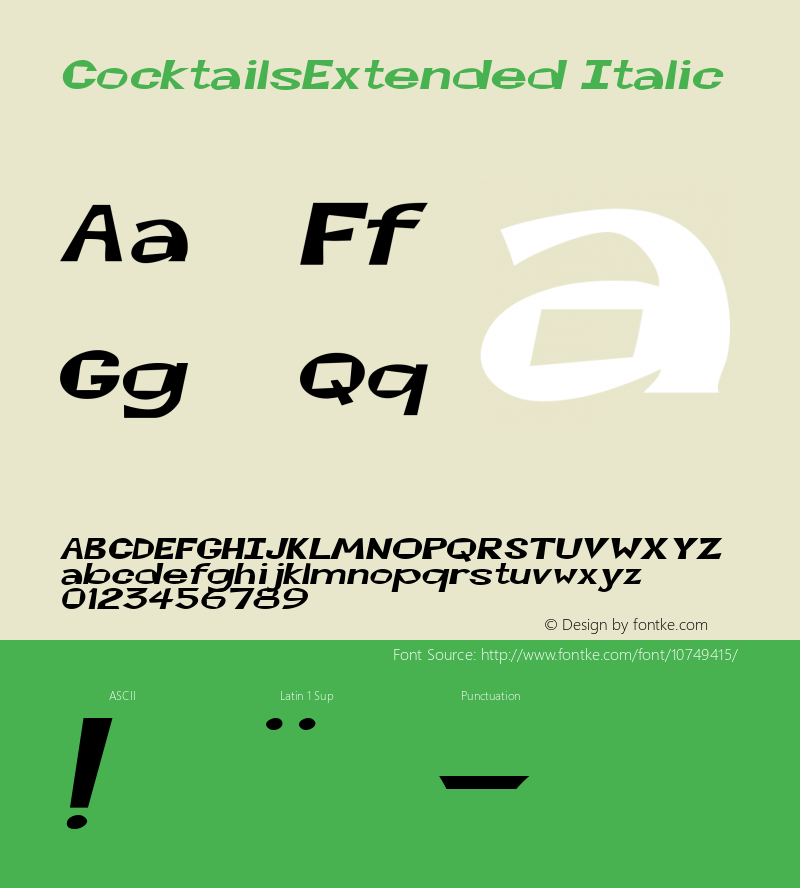 CocktailsExtended Italic Rev. 003.000 Font Sample