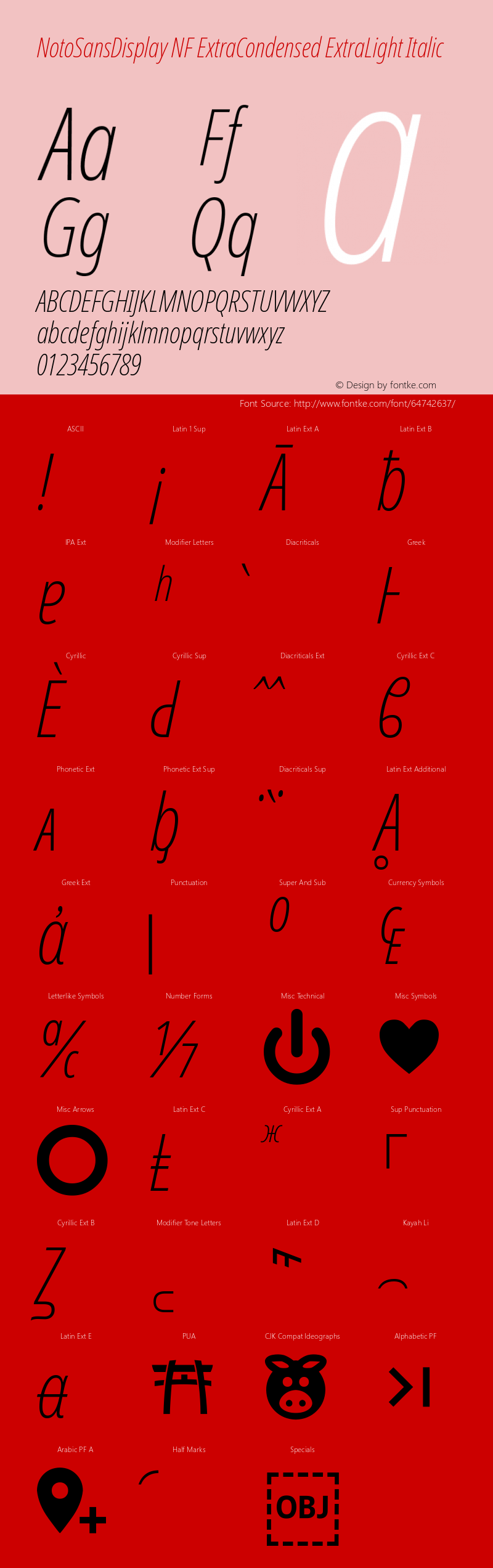 Noto Sans Display ExtraCondensed ExtraLight Italic Nerd Font Complete Windows Compatible Version 2.000;GOOG;noto-source:20170915:90ef993387c0; ttfautohint (v1.7) Font Sample