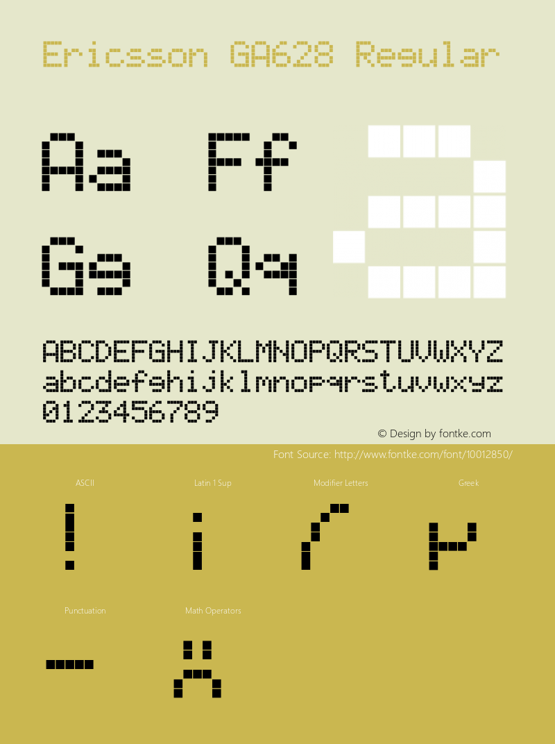 Ericsson GA628 Regular Macromedia Fontographer 4.1 10/03/99 Font Sample