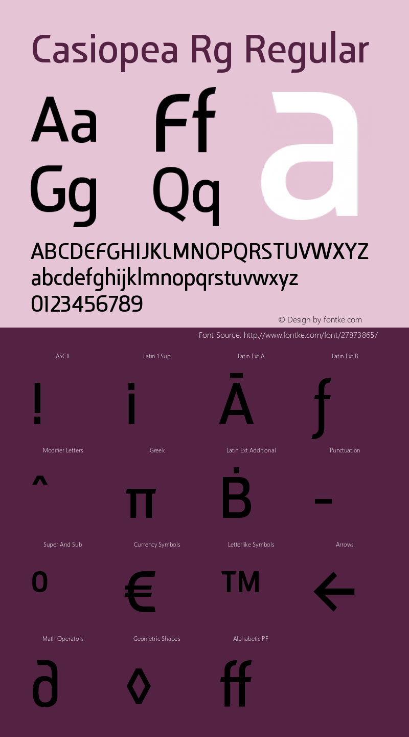 Casiopea-Regular Version 1.000 Font Sample