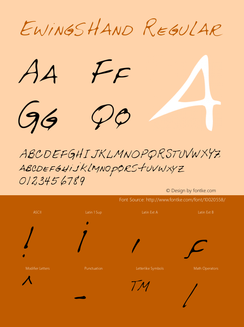 EwingsHand Regular Copyright (c)1996 Expert Software, Inc. Font Sample