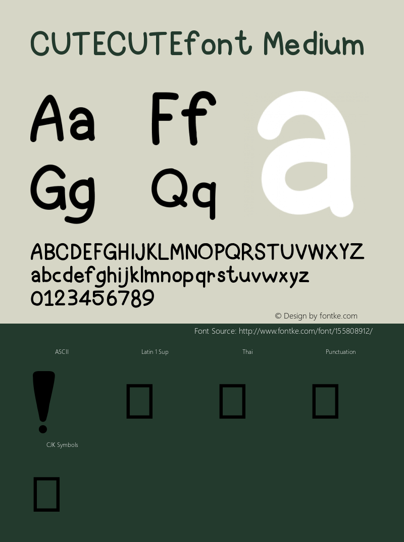 CUTECUTEfont Version 001.000 Font Sample