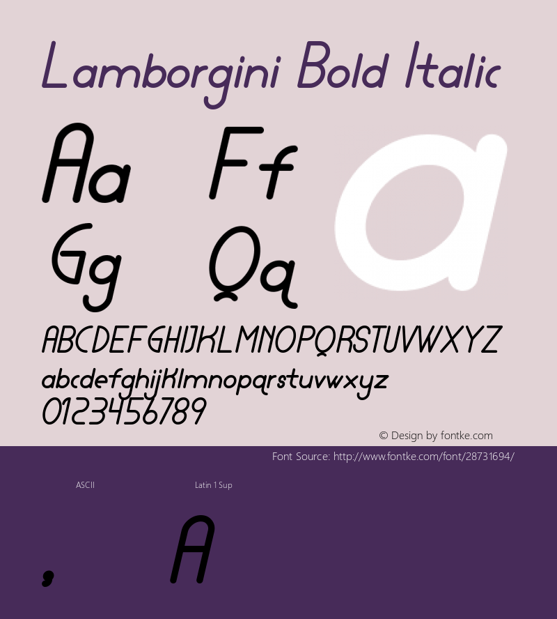 Lamborgini Bold Italic Version 1.002;Fontself Maker 3.1.0 Font Sample