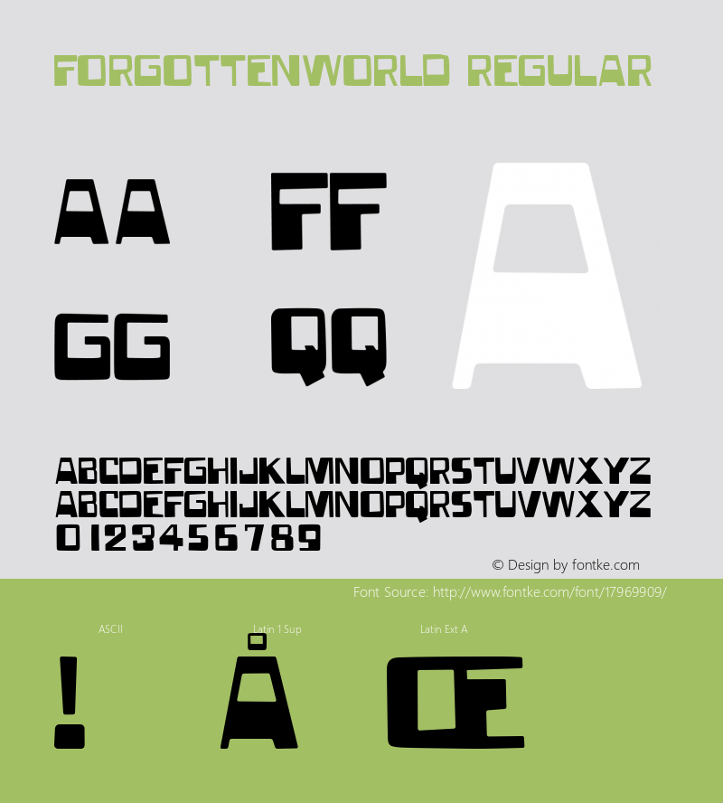 ForgottenWorld Regular Macromedia Fontographer 4.1.4 29/5/03 Font Sample