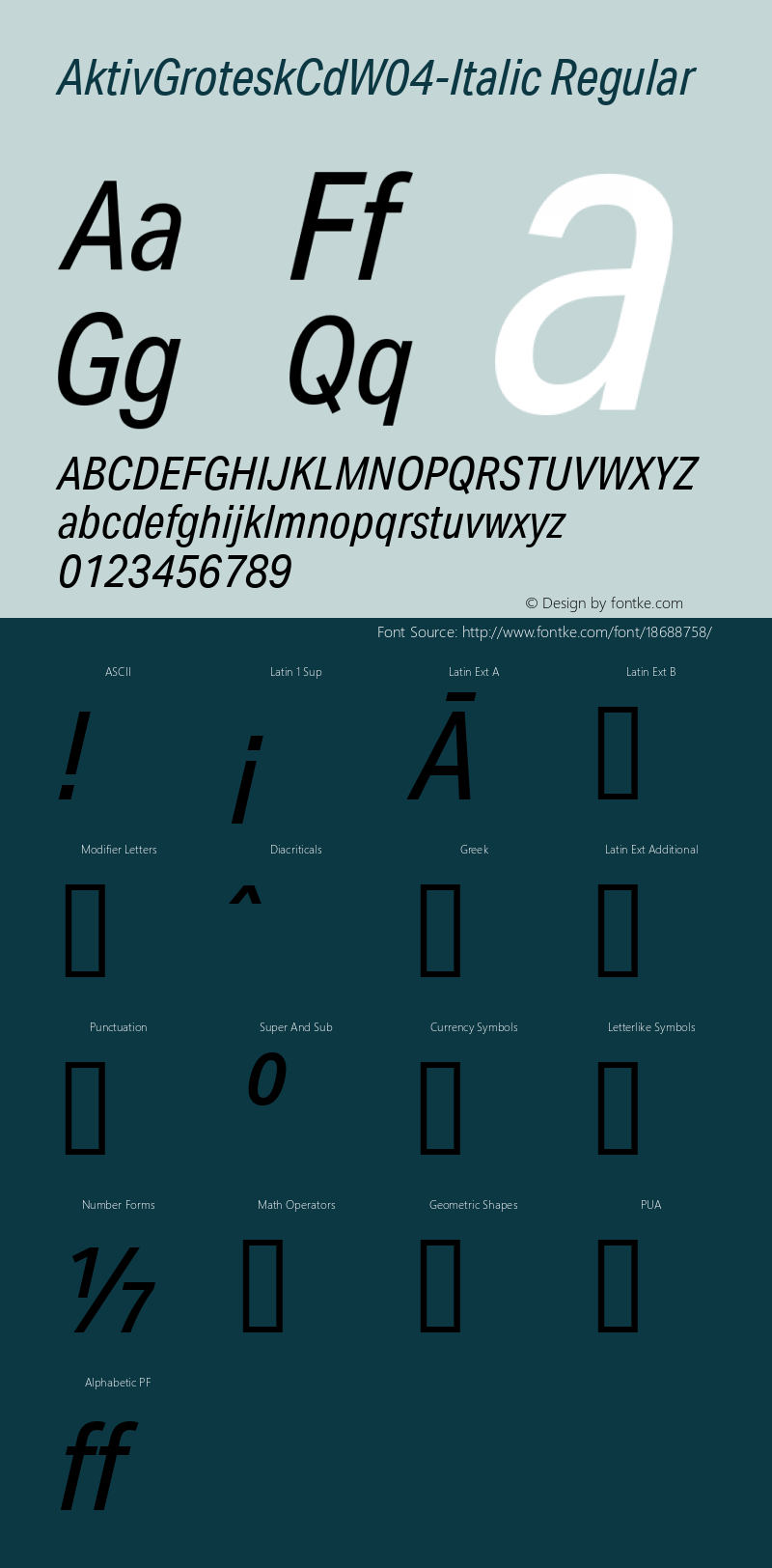 AktivGroteskCdW04-Italic Regular Version 1.10 Font Sample