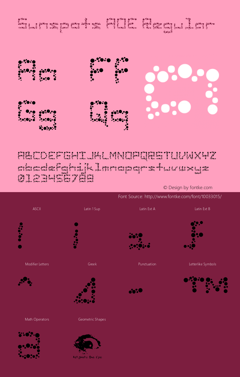 Sunspots AOE Regular Macromedia Fontographer 4.1.2 3/28/00 Font Sample