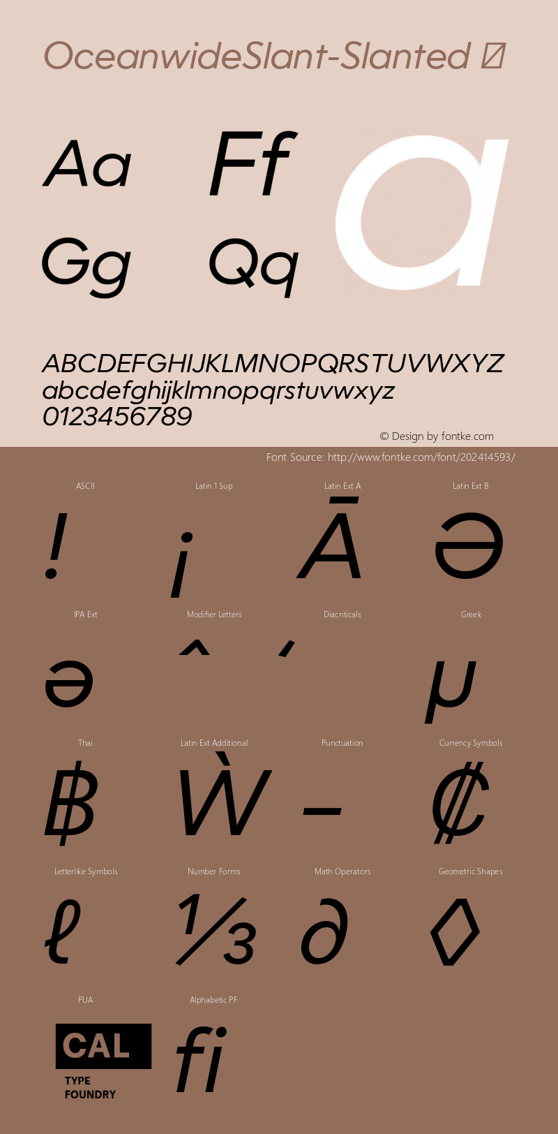 ☞OceanwideSlant-Slanted 1.003;com.myfonts.easy.california-type-foundry.oceanwide.slanted.wfkit2.version.5LSL图片样张