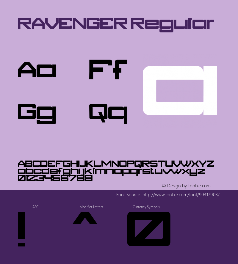 RAVENGER-Regular Version 1.000 Font Sample