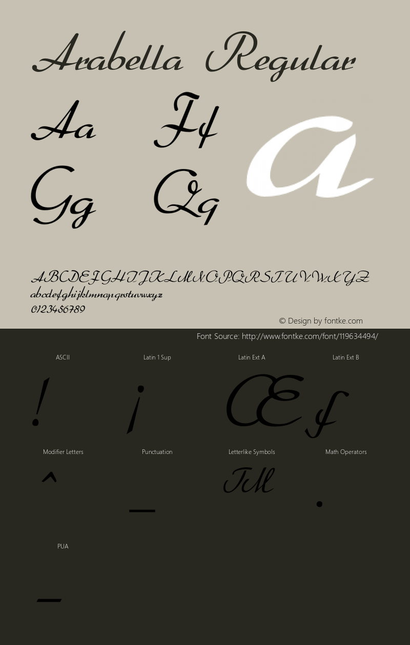 Arabella 1.12 Font Sample