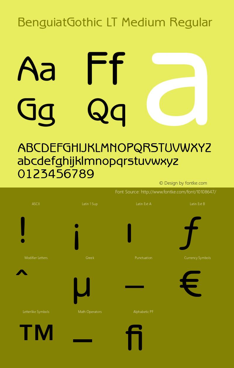 BenguiatGothic LT Medium Regular Version 6.1; 2002 Font Sample