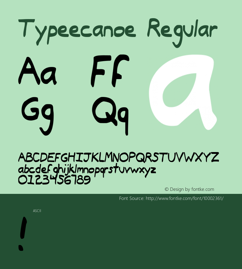 Typeecanoe Regular 1 Font Sample