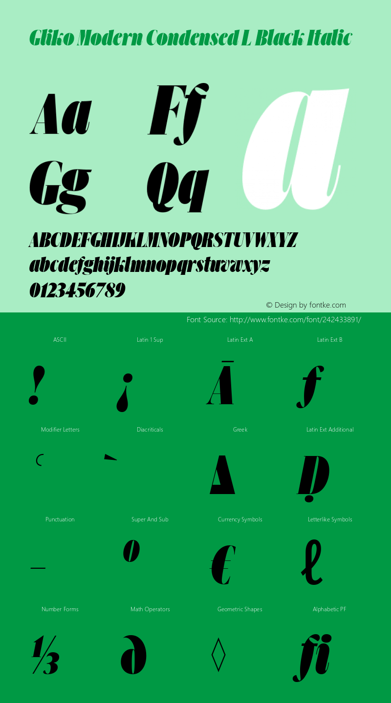 Gliko Modern Condensed L Black Italic Version 2.001图片样张