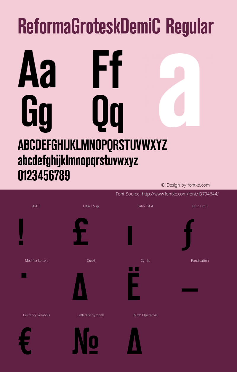 ReformaGroteskDemiC Regular OTF 1.0;PS 001.000;Core 116;AOCW 1.0 161 Font Sample