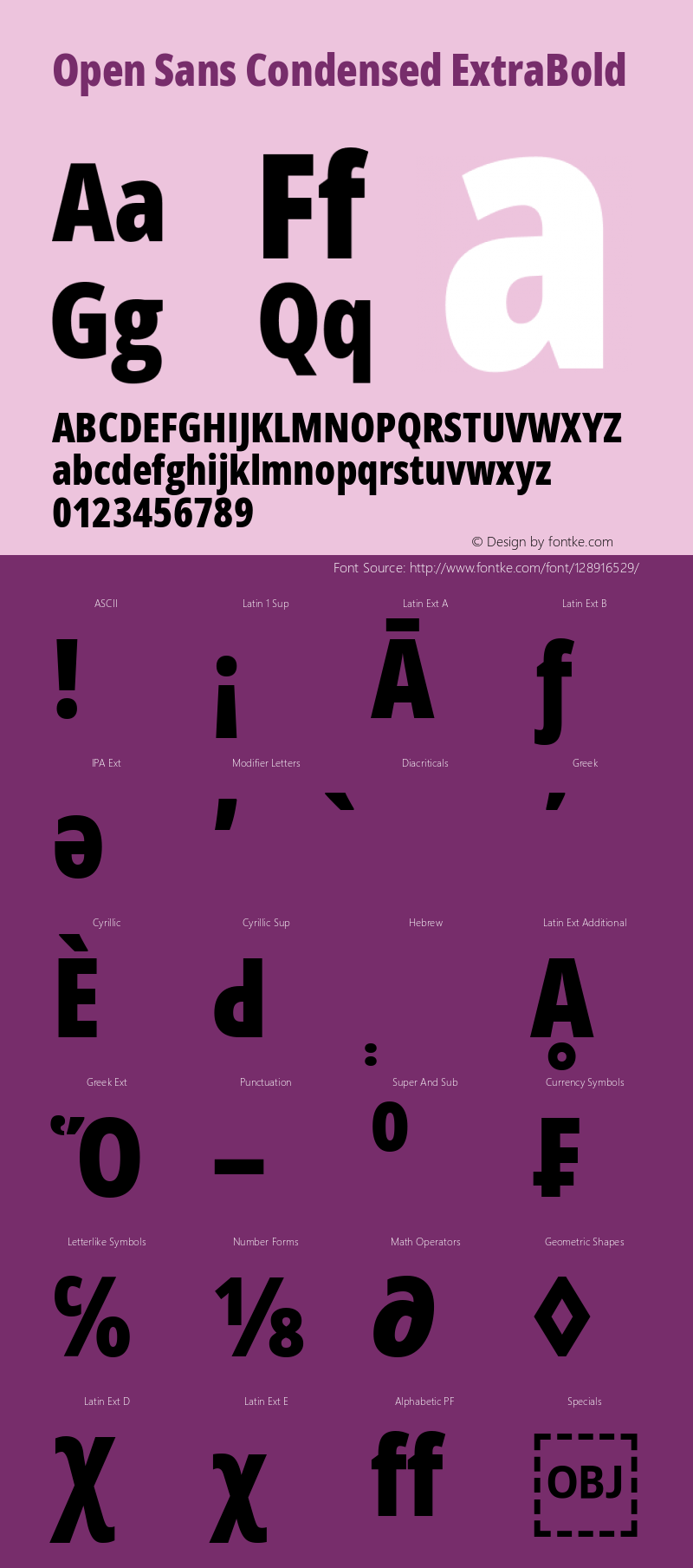 Open Sans Condensed ExtraBold Version 3.000; ttfautohint (v1.8.3) Font Sample