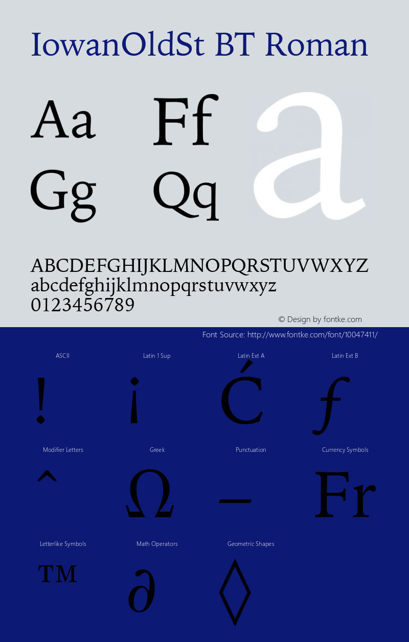 IowanOldSt BT Roman mfgpctt-v1.57 Friday, February 19, 1993 3:34:28 pm (EST) Font Sample